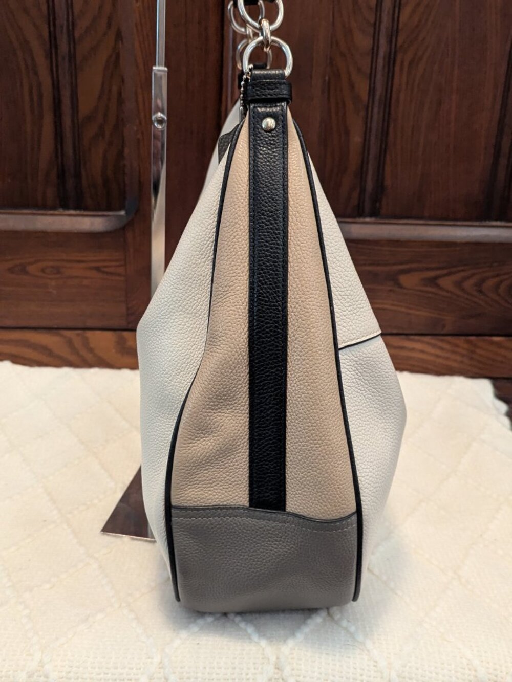 COACH HARLEY HOBO IN GEOMETRIC COLORBLOCK PEBBLE LEATHER - Picture 7 of 14